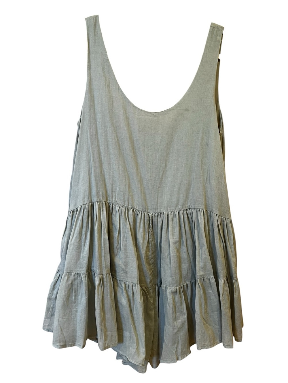 Erika Pena Scoop Neck Tiered Romper Sage Green Size Small/Medium NWT* Resort